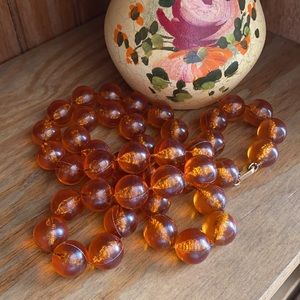 Vintage Chunky Amber Style Beaded Necklace